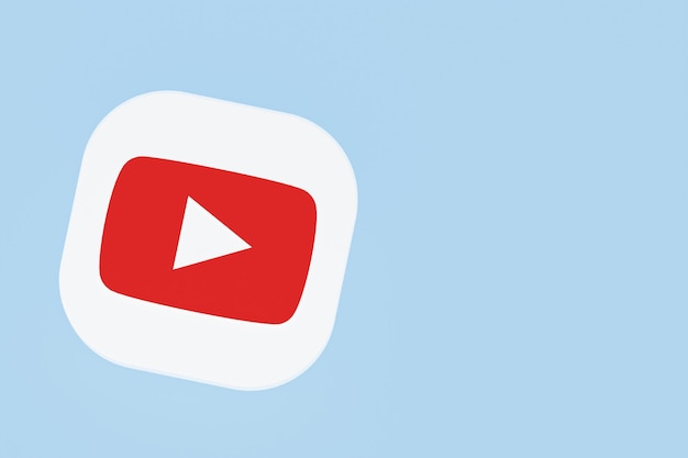 Youtube applicatie logo 3D-rendering op blauwe achtergrond