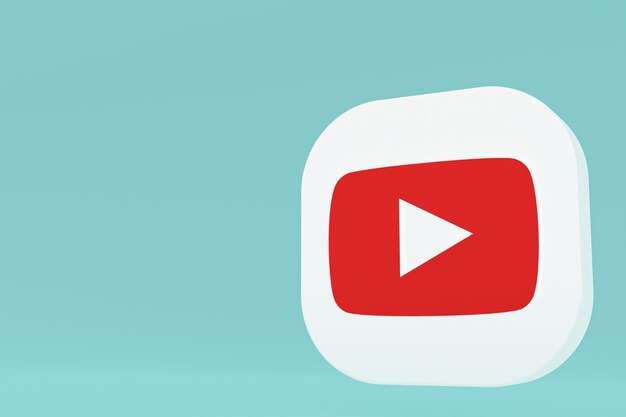 Youtube applicatie logo 3D-rendering op blauwe achtergrond