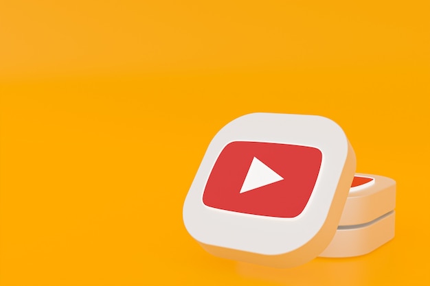 Youtube applicatie logo 3D-rendering op gele achtergrond