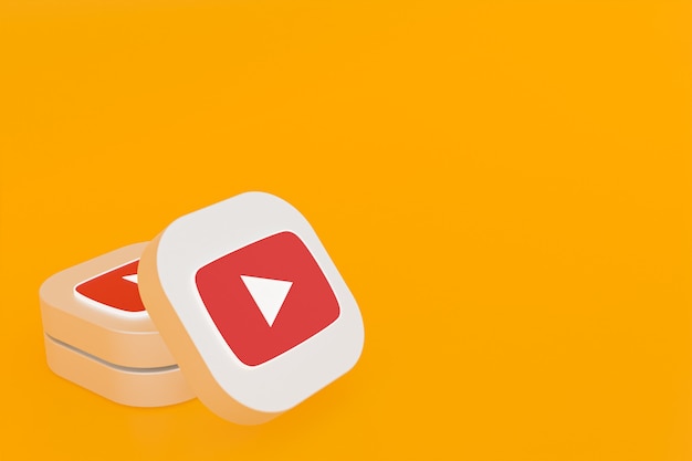Youtube applicatie logo 3D-rendering op gele achtergrond