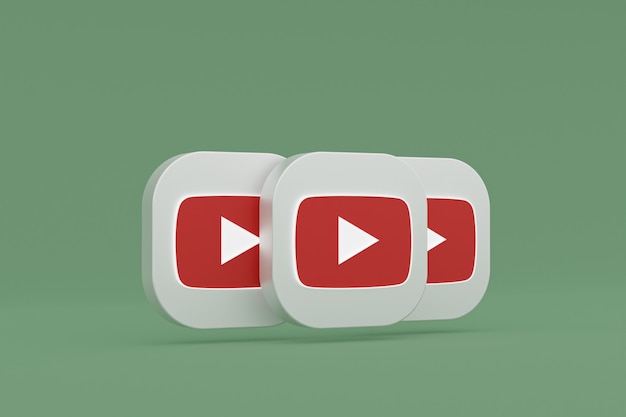 Youtube applicatie logo 3D-rendering op groene achtergrond