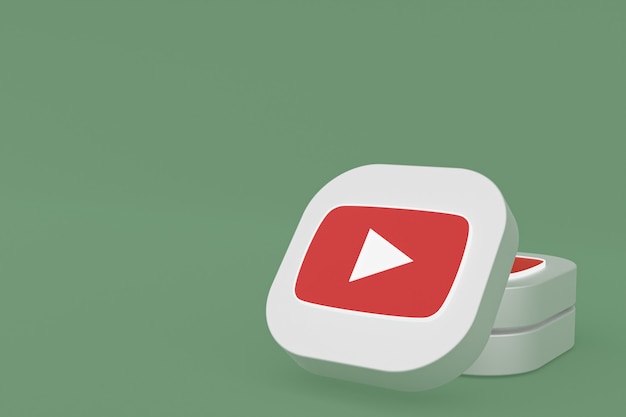 Youtube applicatie logo 3D-rendering op groene achtergrond