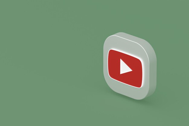 Youtube applicatie logo 3D-rendering op groene achtergrond