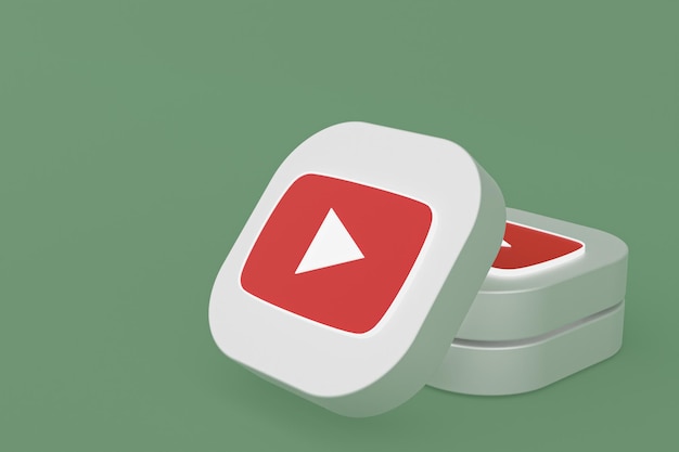 Youtube applicatie logo 3D-rendering op groene achtergrond