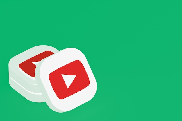 Youtube applicatie logo 3D-rendering op groene achtergrond