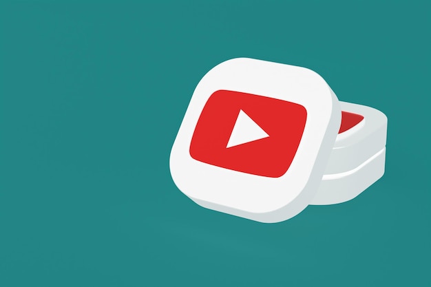 Youtube applicatie logo 3D-rendering op groene achtergrond