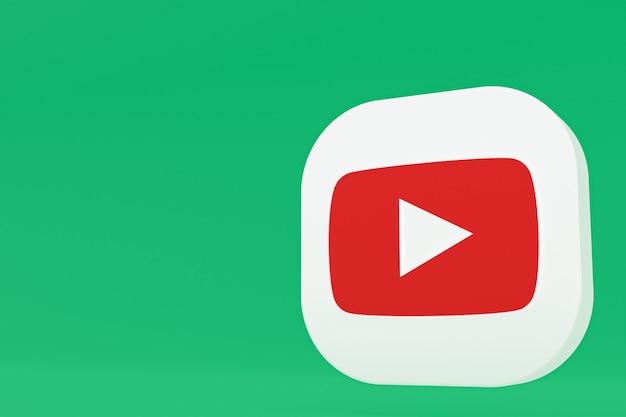 Youtube applicatie logo 3D-rendering op groene achtergrond