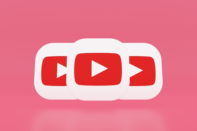 Youtube applicatie logo 3D-rendering op roze achtergrond