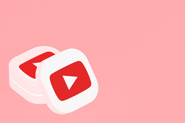 Youtube applicatie logo 3D-rendering op roze achtergrond