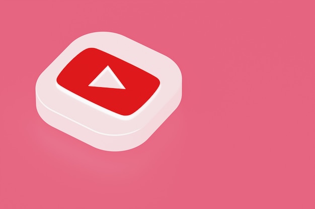 Youtube applicatie logo 3D-rendering op roze achtergrond