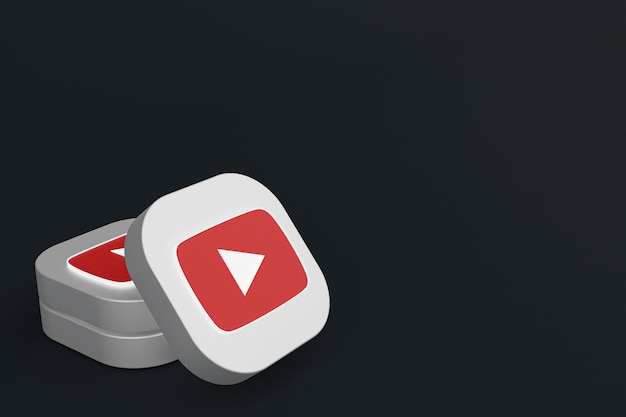Youtube applicatie logo 3D-rendering op zwarte achtergrond