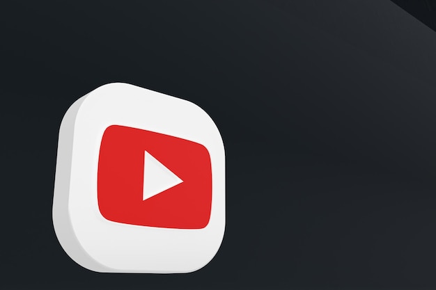 Youtube applicatie logo 3D-rendering op zwarte achtergrond