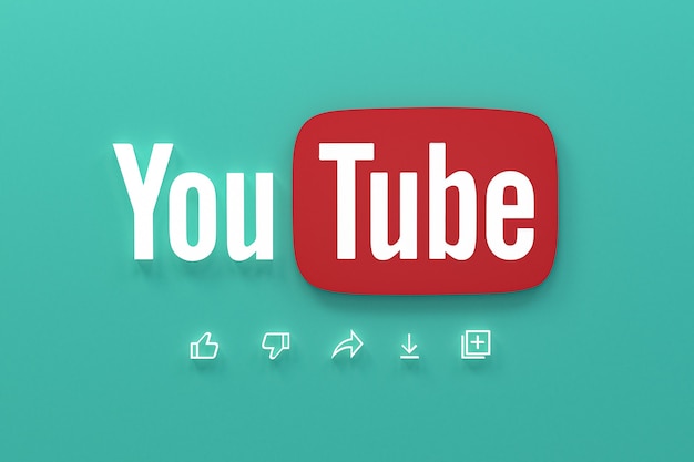 Youtube application 3d social media icons logo 3d rendering