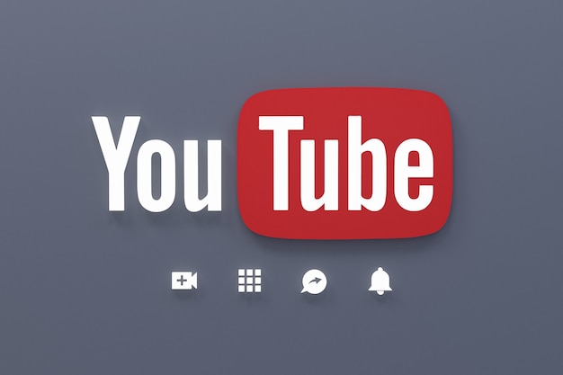 Youtube application 3d social media icons logo 3d rendering