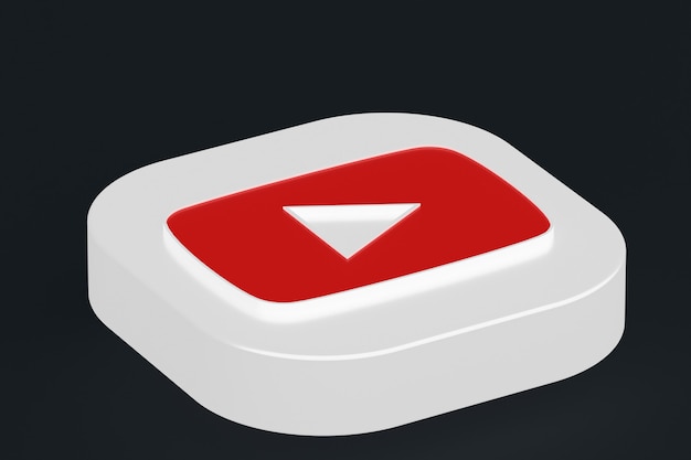 Youtube application logo 3d rendering on Black background