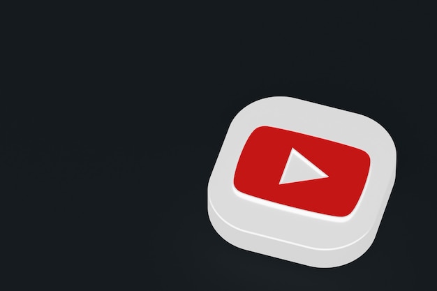Youtube application logo 3d rendering on Black background