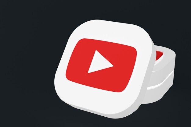 Youtube application logo 3d rendering on Black background