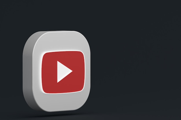 Youtube application logo 3d rendering on Black background