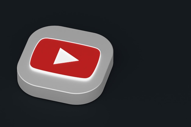 Youtube application logo 3d rendering on Black background