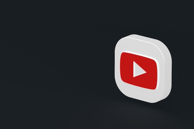 Youtube application logo 3d rendering on Black background