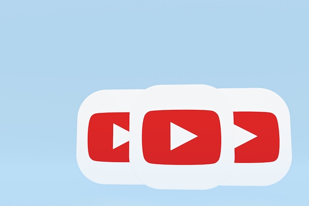 Логотип приложения youtube 3d-рендеринга на синем фоне