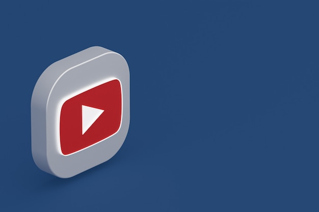 Youtube application logo 3d rendering on blue background