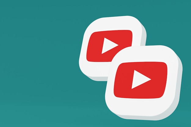 Youtube application logo 3d rendering on green background