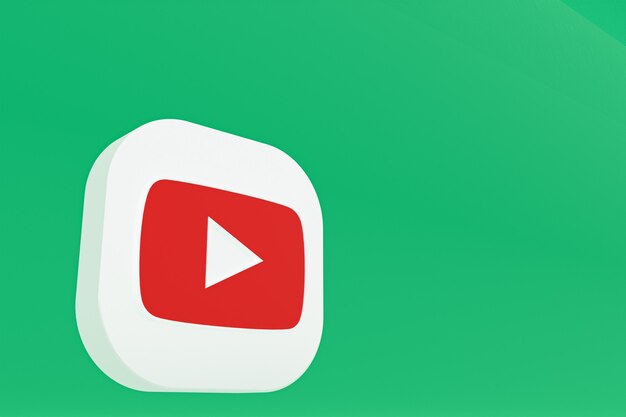 Youtube application logo 3d rendering on green background