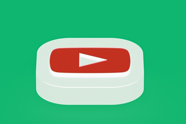 Youtube application logo 3d rendering on green background