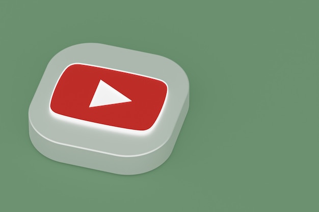 Youtube application logo 3d rendering on green background