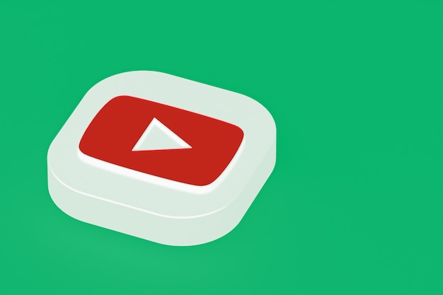 Youtube application logo 3d rendering on green background