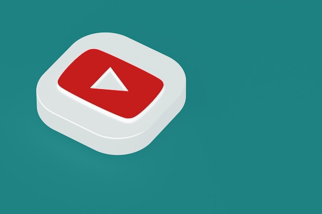 녹색 배경에 Youtube 응용 프로그램 로고 3d 렌더링