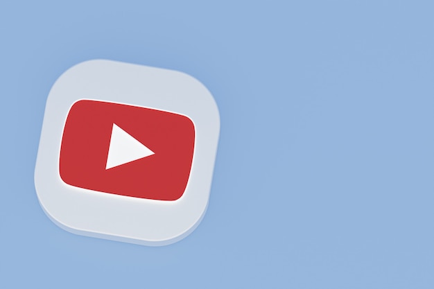Логотип приложения youtube 3d-рендеринг на синем фоне