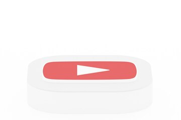 Premium Photo | Youtube application logo 3d rendering on white ...