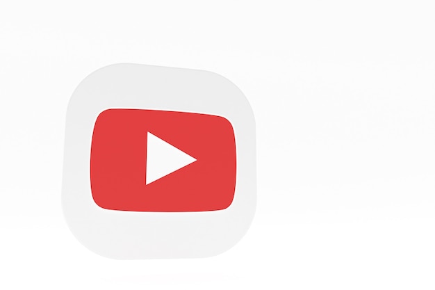 Youtube application logo 3d rendering on white background