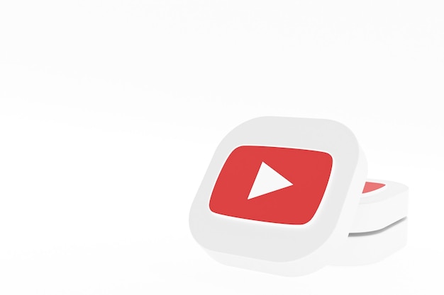 Photo youtube application logo 3d rendering on white background