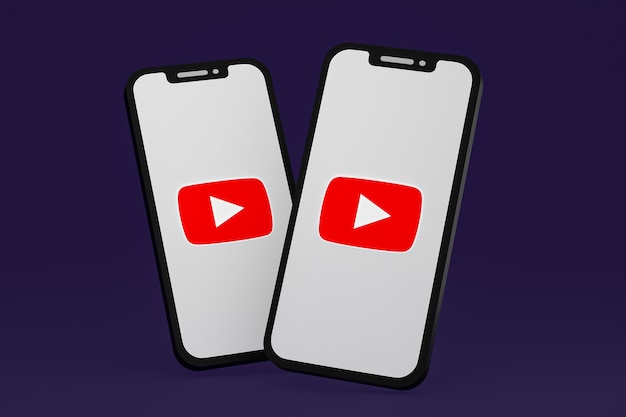 Youtube icon on screen smartphone or mobile phone 3d render
