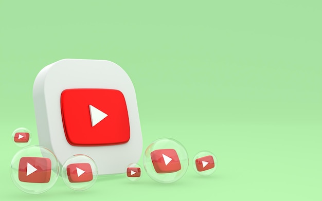 Значок youtube на экране смартфона или мобильного телефона 3d визуализация