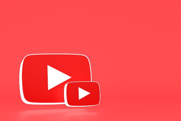 Youtube icon and video player 3d design or video media player interface background
