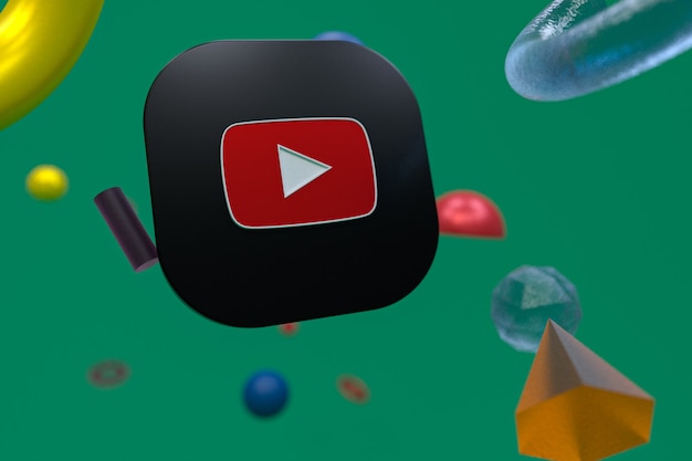 Logo di youtube su sfondo di geometria astratta