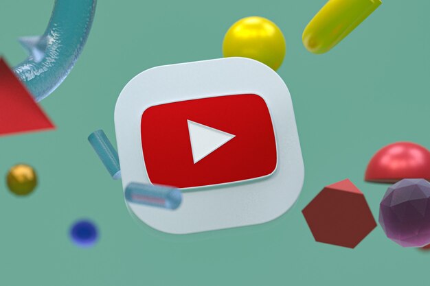 Logo di youtube su sfondo di geometria astratta