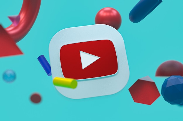 Logo di youtube su sfondo di geometria astratta