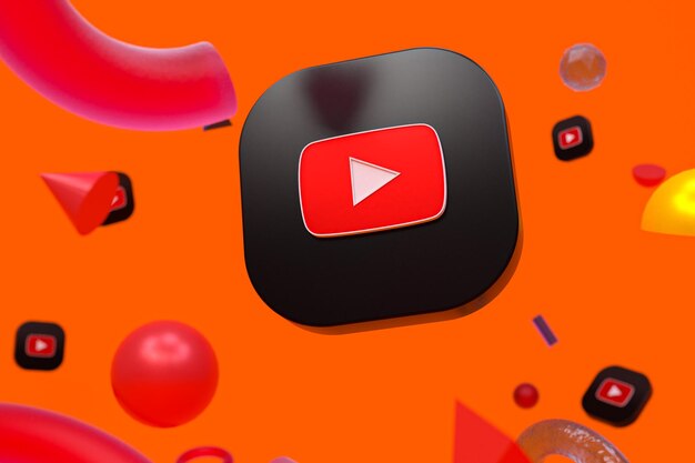 Логотип youtube на фоне абстрактной геометрии