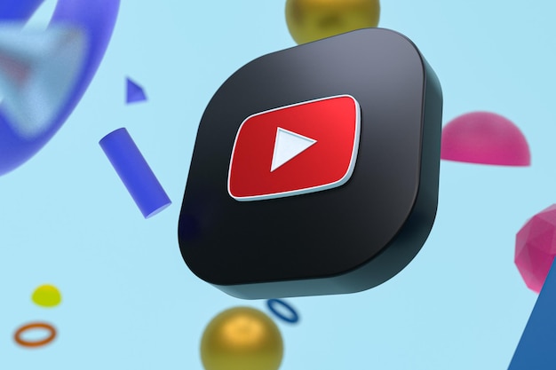 Логотип youtube на фоне абстрактной геометрии