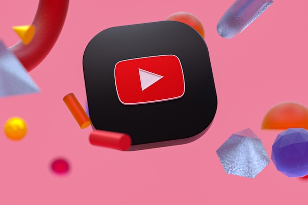 Логотип youtube на фоне абстрактной геометрии