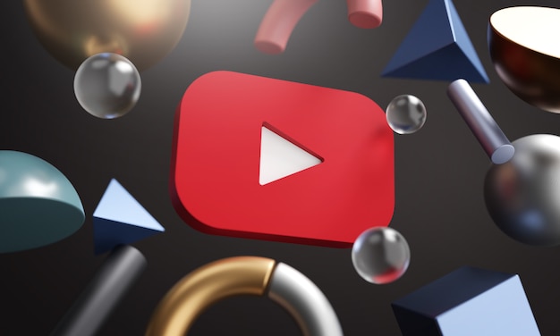 Photo youtube logo around 3d rendering abstract shape background