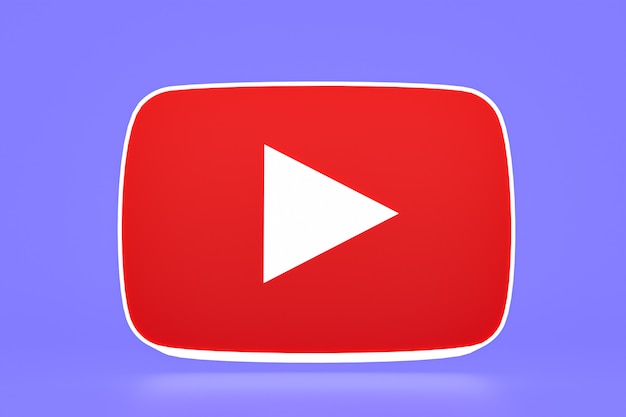 YouTube-logo en videospeler 3D-ontwerp of interface voor videomediaspeler