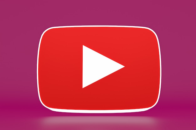 YouTube-logo en videospeler 3D-ontwerp of interface voor videomediaspeler