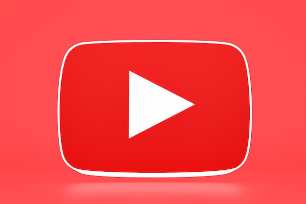 YouTube-logo en videospeler 3D-ontwerp of interface voor videomediaspeler