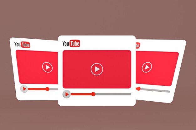 Foto youtube-logo en videospeler 3d-ontwerp of interface voor videomediaspeler